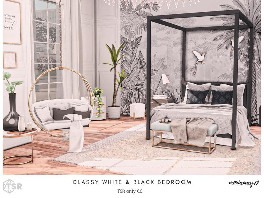 Скриншот мода Спальная комната Classy White and Black СС (лот)